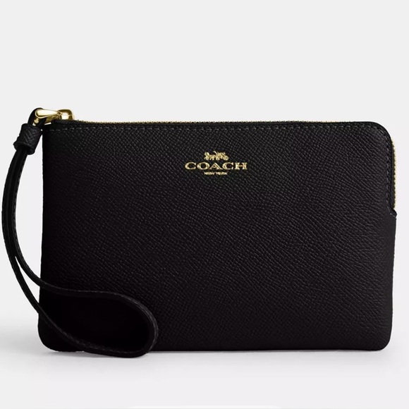 NEW!! COACH Corner Zip Wristlet – Black/Gold - Picture 1 of 5